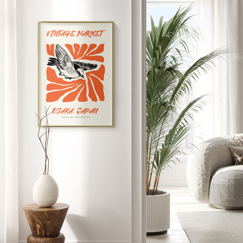 アートポスター ヴィンテージマーケット 大阪 OSAKA JAPAN 鳥 レトロ