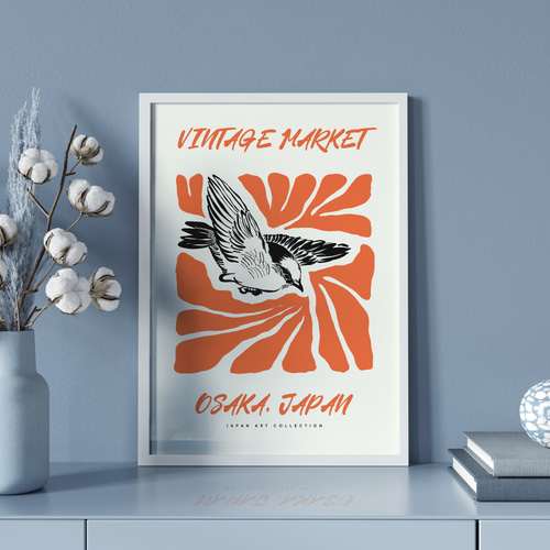 アートポスター ヴィンテージマーケット 大阪 OSAKA JAPAN 鳥 レトロ