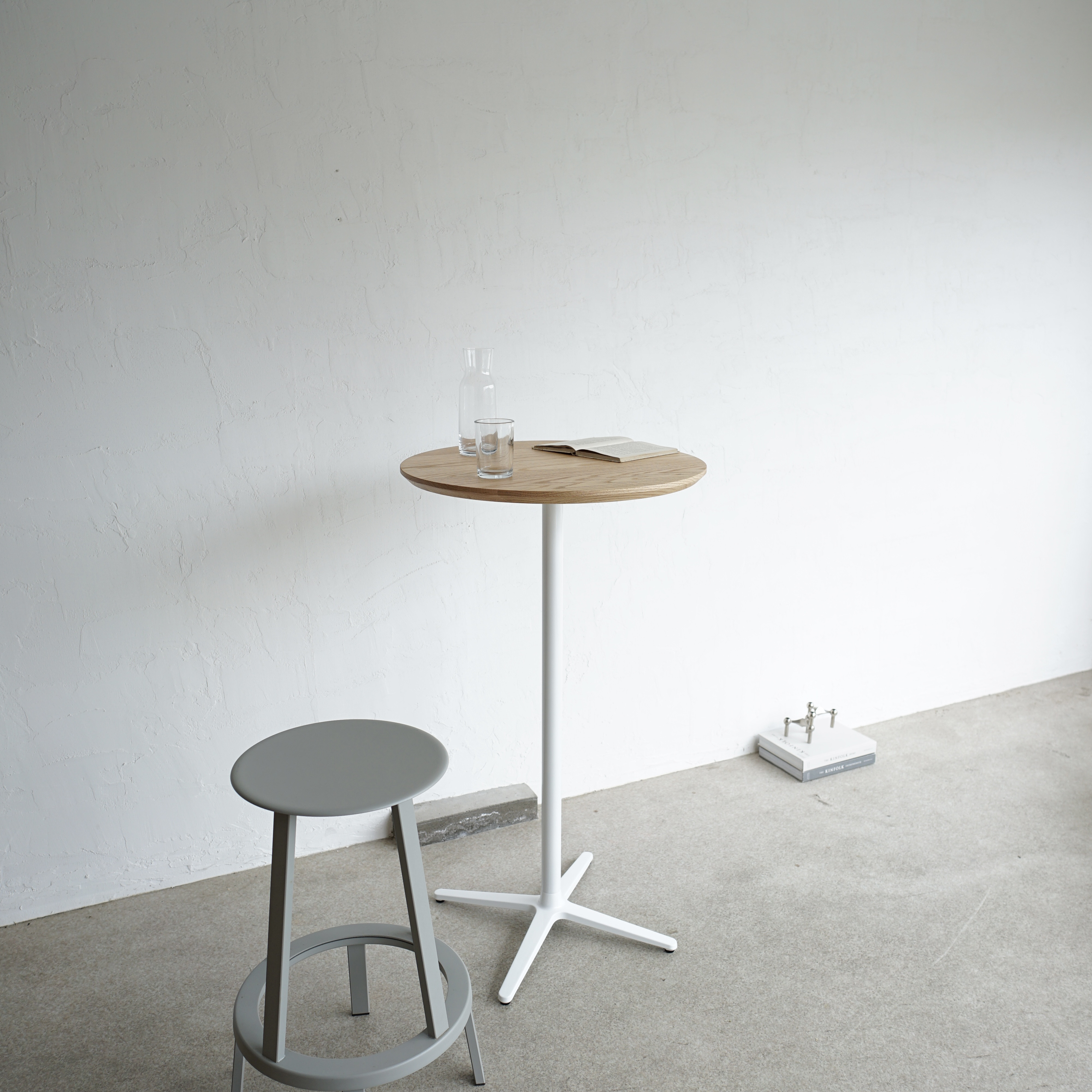 ハイテーブル/円テーブル/バーテーブル/カウンターテーブル/オーク無垢/天板直径60cm/高さ指定可