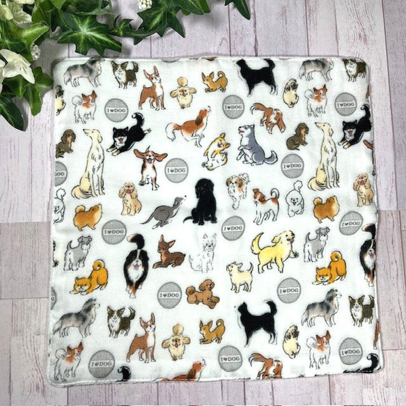 いろいろワンコのやさしいガーゼハンカチ　２枚組　23×23cm　送料込み 4枚目の画像