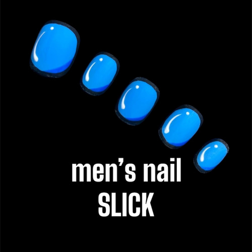 SLICK】2Dネイル（ブルー×ブラックアウトライン）／10本ネイルチップ