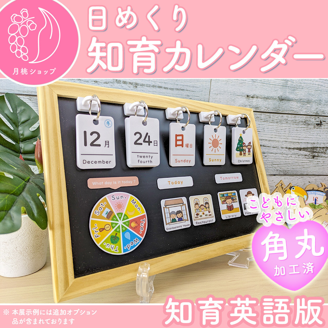 英語シンプル】前向き日めくりカレンダー 知育 視覚支援 保育