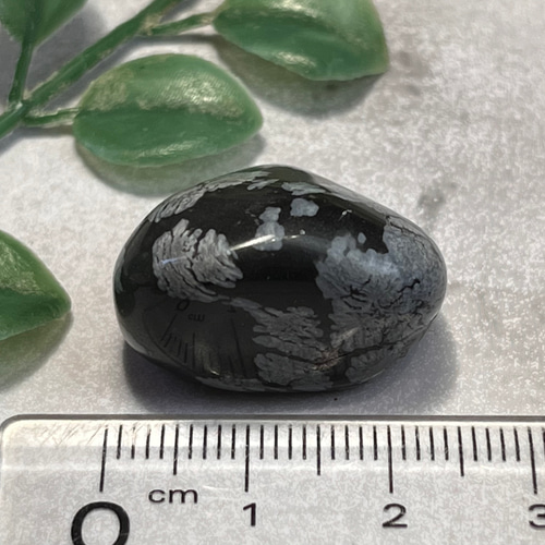 雪花石 ✿*:・スノーフレーク オブシディアン 黒曜石 原石 タンブル