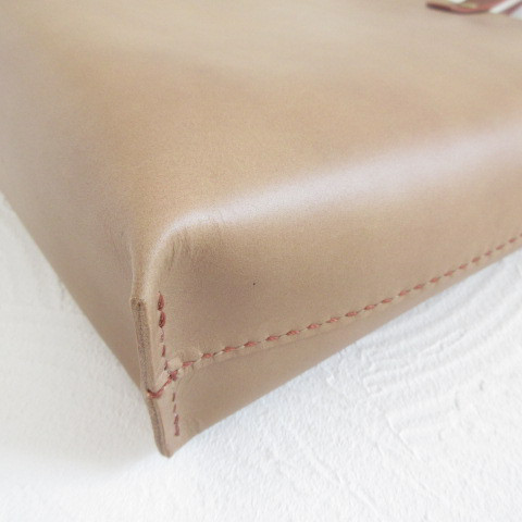 手縫い☆ワイドなA４対応♪《牛革》スムース・マーブルベージュ・ハンドソーイングトート・0404