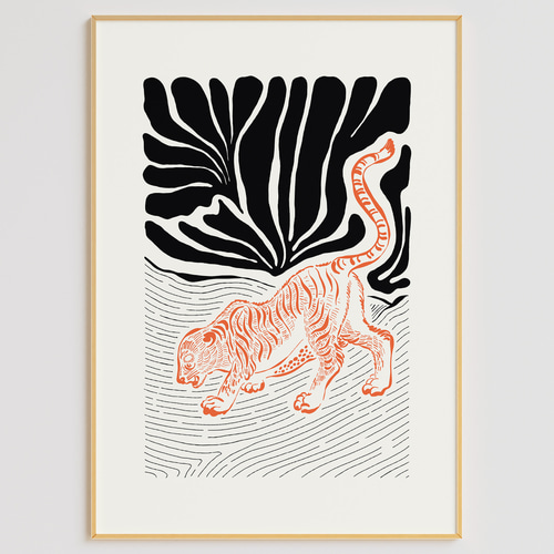 アートポスター 虎 ボタニカル ラインアート 和モダンインテリア 6655