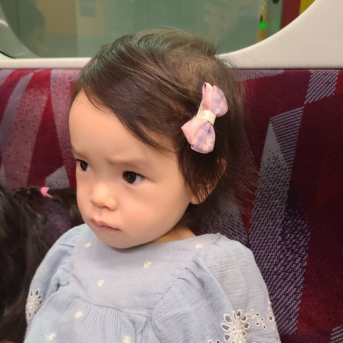 ヘアクリップ 】ベビー キッズ リボン 35mm ヘアクリップ くすみカラー  