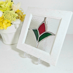 ✴︎:.。蓮の壁掛け鏡♪　ベージュトーン　ステンドグラス ✴︎:.。蓮の壁掛け鏡♪ ベージュトーン ステンドグラス