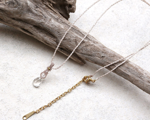 【天然石】マクラメネックレス きらきらクリスタル一粒天然石マクラメネックレスmac419-華奢で