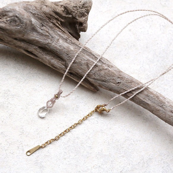 きらきらクリスタル一粒天然石マクラメネックレスmac419-華奢で