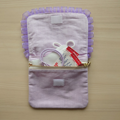 うさぎ♡*.·   フリル移動ポケット  ハンドメイド ゆめかわうさぎの移動ポケット＊女の子の通園通学に♡フリルと