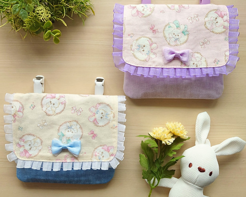 フリル移動ポケット☆ハンドメイド☆女の子☆オーダー受付中 簡単くるりんぱ✨フリルたっぷり♡ゆめかわ【移動ポケット】の
