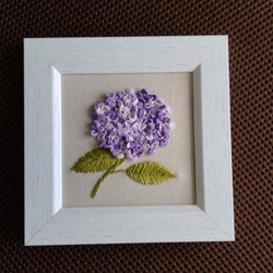 刺繡フレーム　立体刺繡　紫陽花(正方形) 2枚目の画像