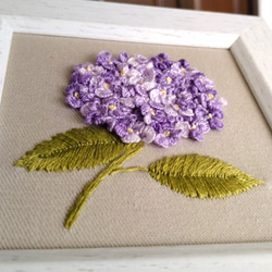 刺繡フレーム　立体刺繡　紫陽花(正方形) 4枚目の画像