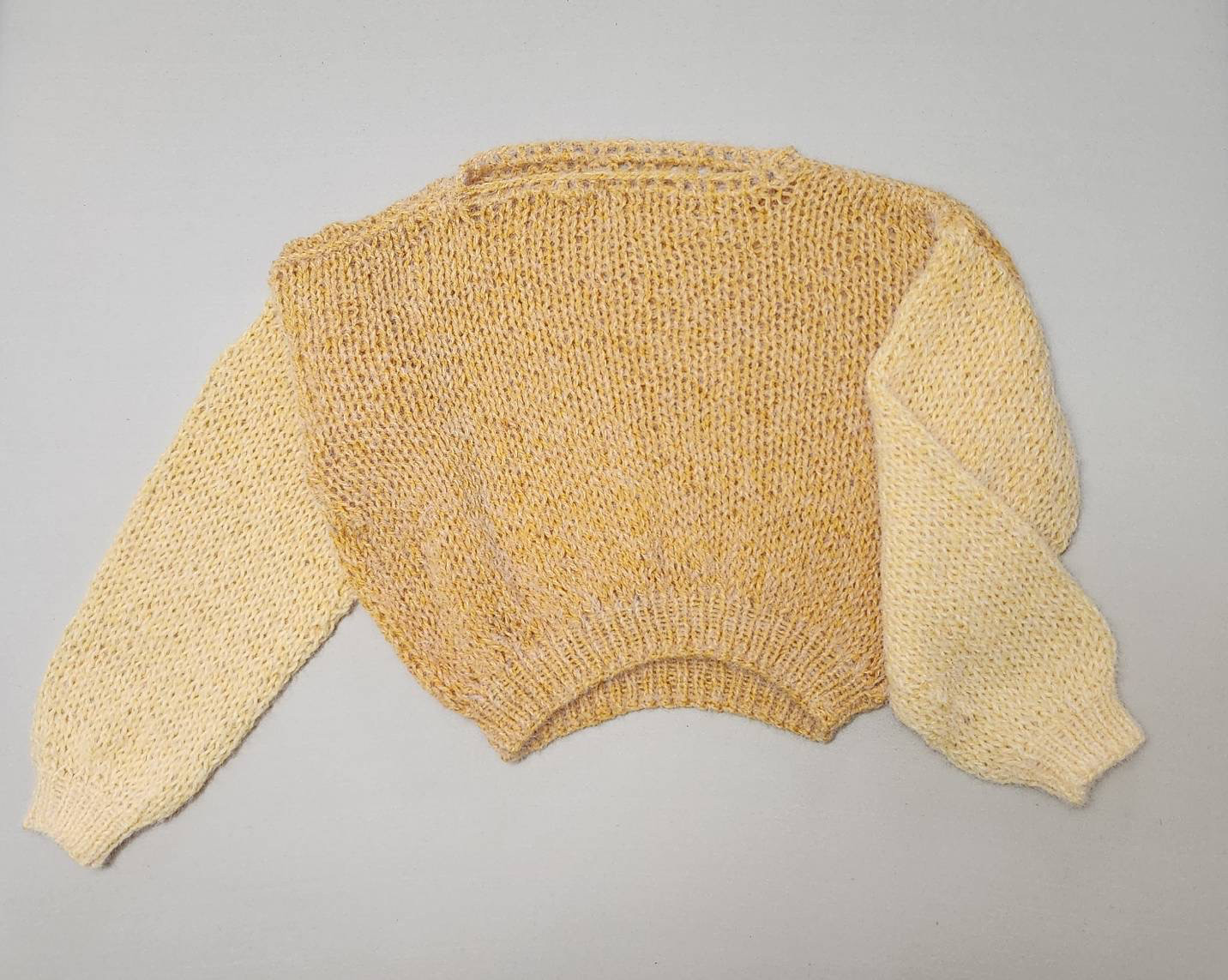 一点もの　手編み　みかん色のグラデニット