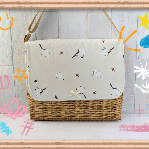 図書袋 絵本バッグ 通園バッグ ショルダー シマエナガ レッスンバッグ