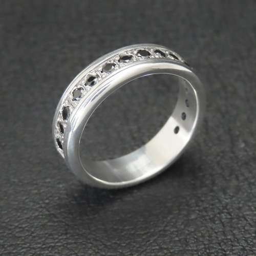 ハーフ エタニティ リング 指輪 シルバー925 オニキス 【刻印無料