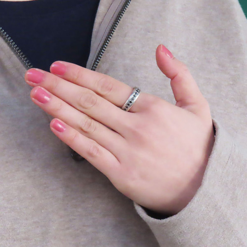 ハーフ エタニティ リング 指輪 シルバー925 オニキス 【刻印無料