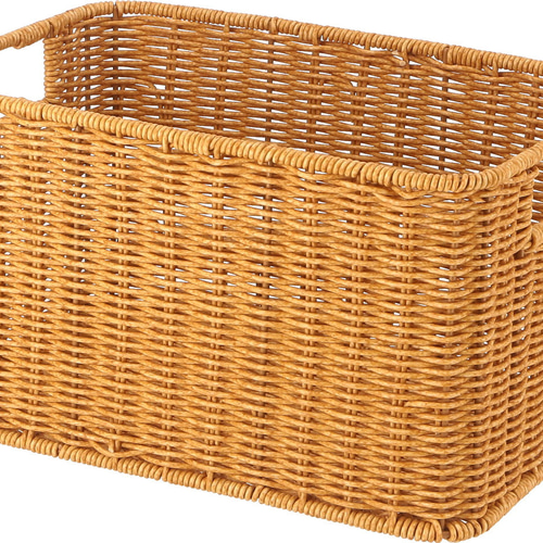 2個セット＞洗える天然木風バスケット｜持ち手付き収納ボックス（W30