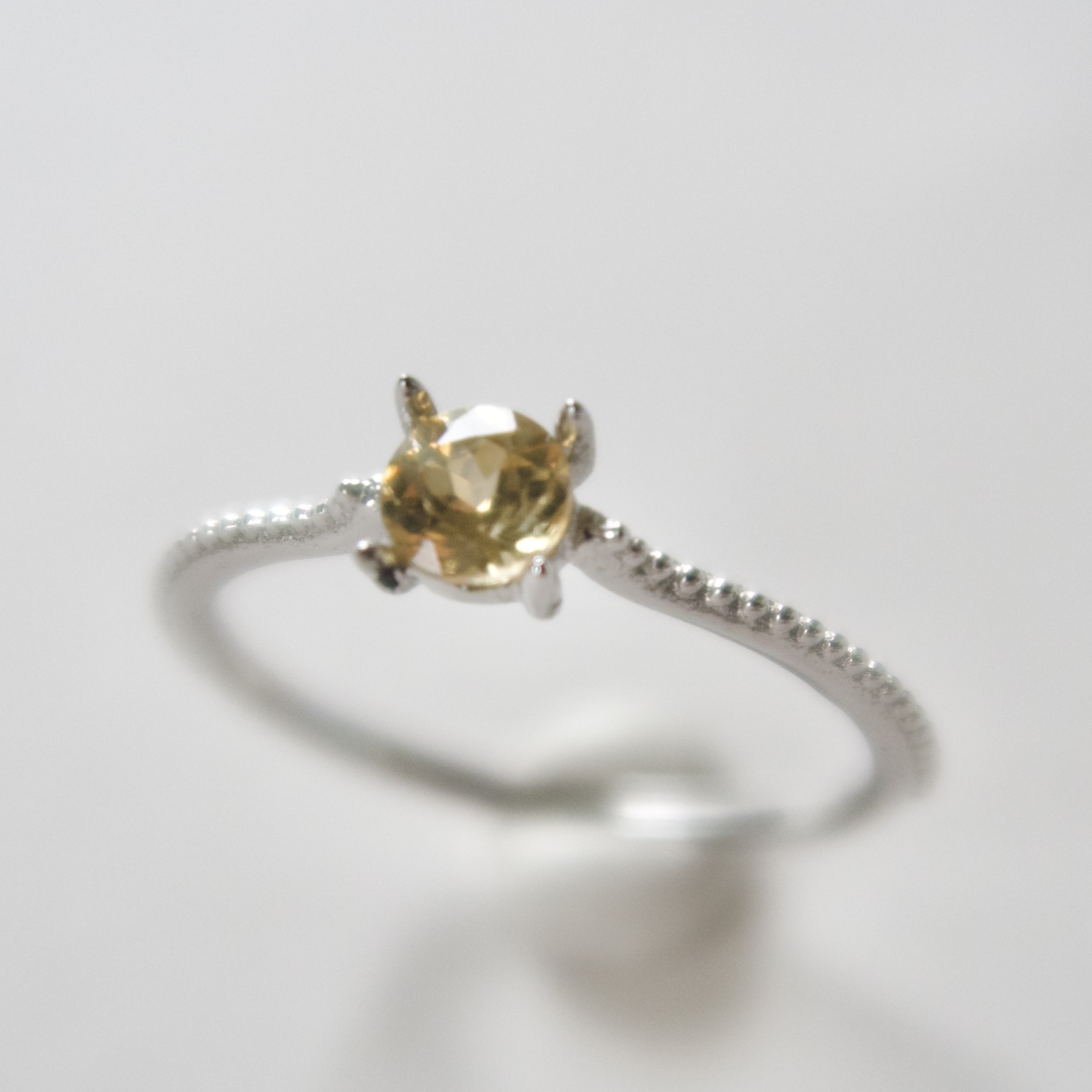 《イエロージルコン｜Yellow Zircon》Silver925・K10ゴールド／天然石リング受注制作｜ANUENUE