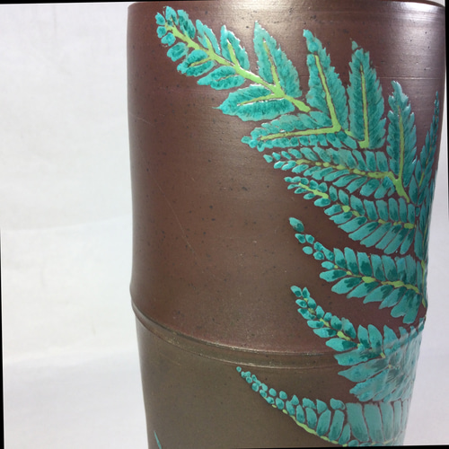 萬古焼盛り絵付け花入れ インテリアな置き物 一輪挿し・花瓶・花器