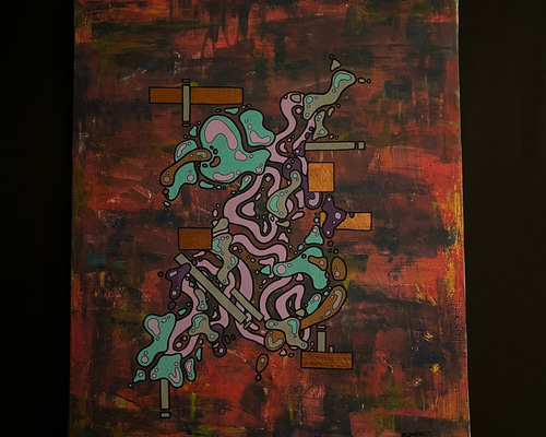 拘束』F8号(455x380mm) syoboオリジナル原画 アクリル/ポスカ 絵画
