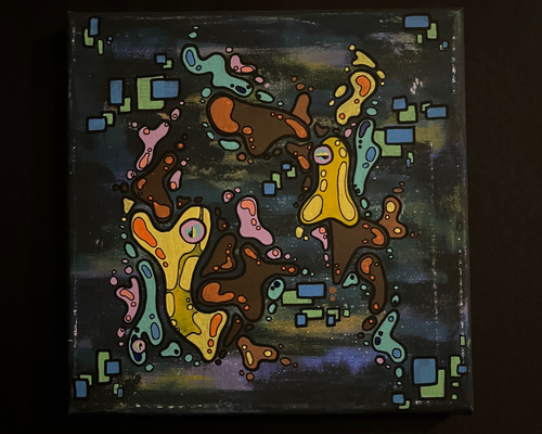 深海　アクリル画　原画 おしゃれなアクリル画 深海 美しい女性 B5サイズ アート