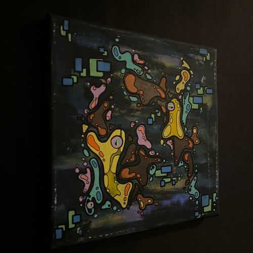 深海の呼吸』(200x200mm) syoboオリジナル原画 アクリル/ポスカ 絵画