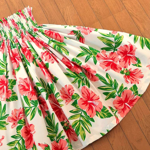 ☆オーダー☆ハイビスカス☆生成り☆パウスカート☆（商品番号：MN-30  