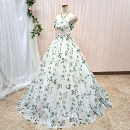 ウェディングドレス 花柄 カラードレス 結婚式 演奏会 発表会 ステージ