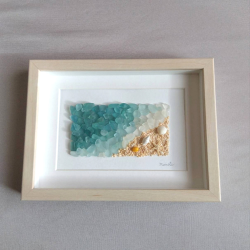 シーグラスアート〈海〉シーグラス雑貨 アート インテリア 置物