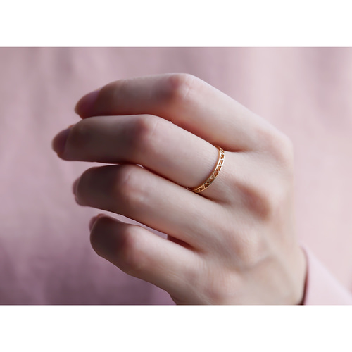 受注製作】K18 リング トライアングル 18金 指輪 三角パターン 18k