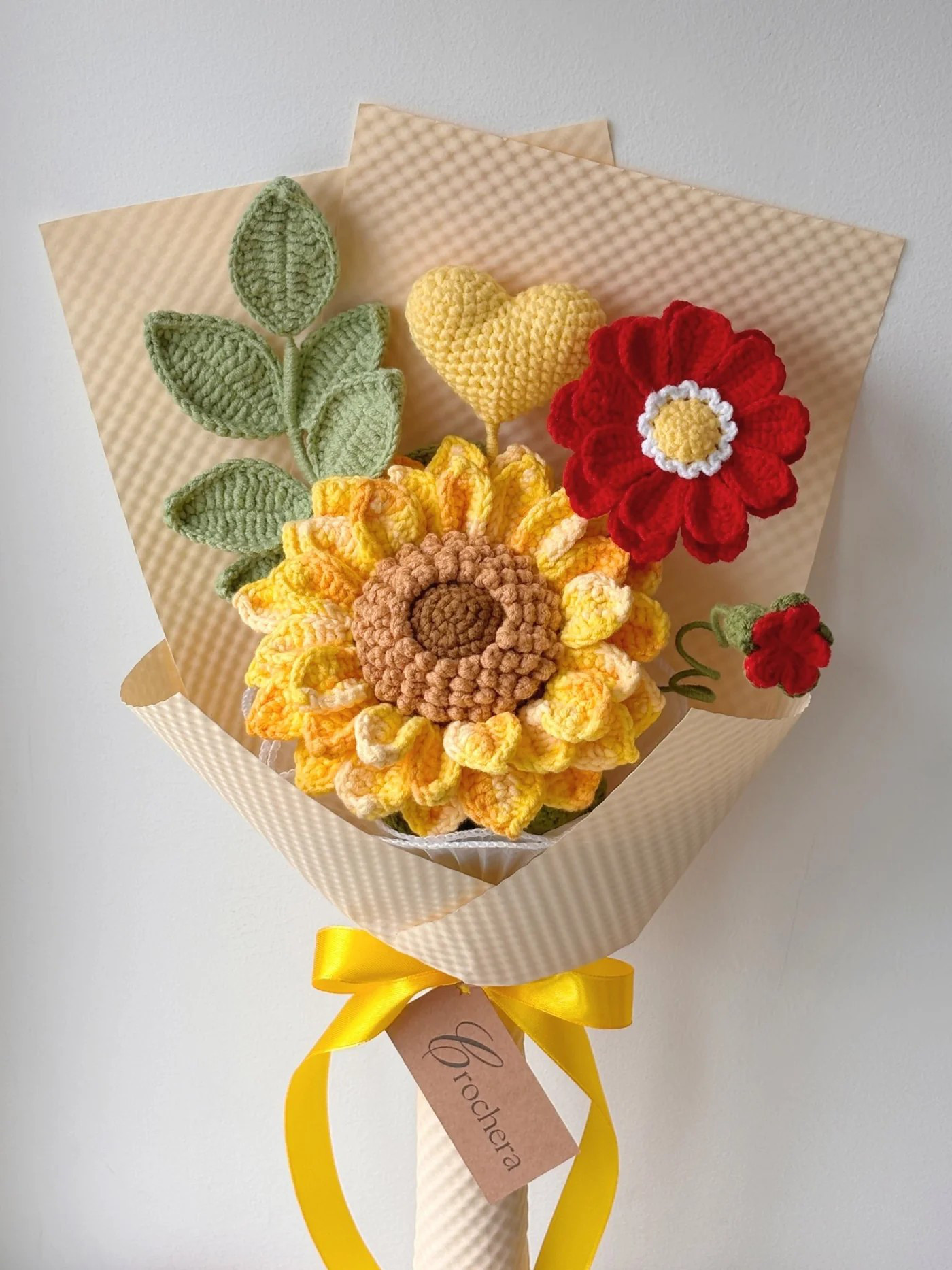 ✅ 日本国内送料無料｜手編みひまわり花束｜母の日・誕生日・卒業・出産・恋人・退職・お部屋の彩りに