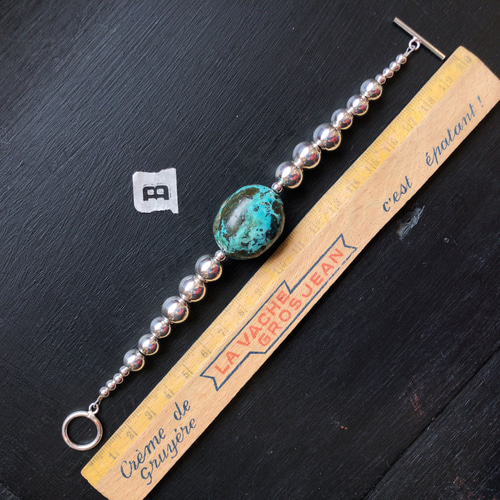 ビッグターコイズブレスレットB silver925ナバホパール