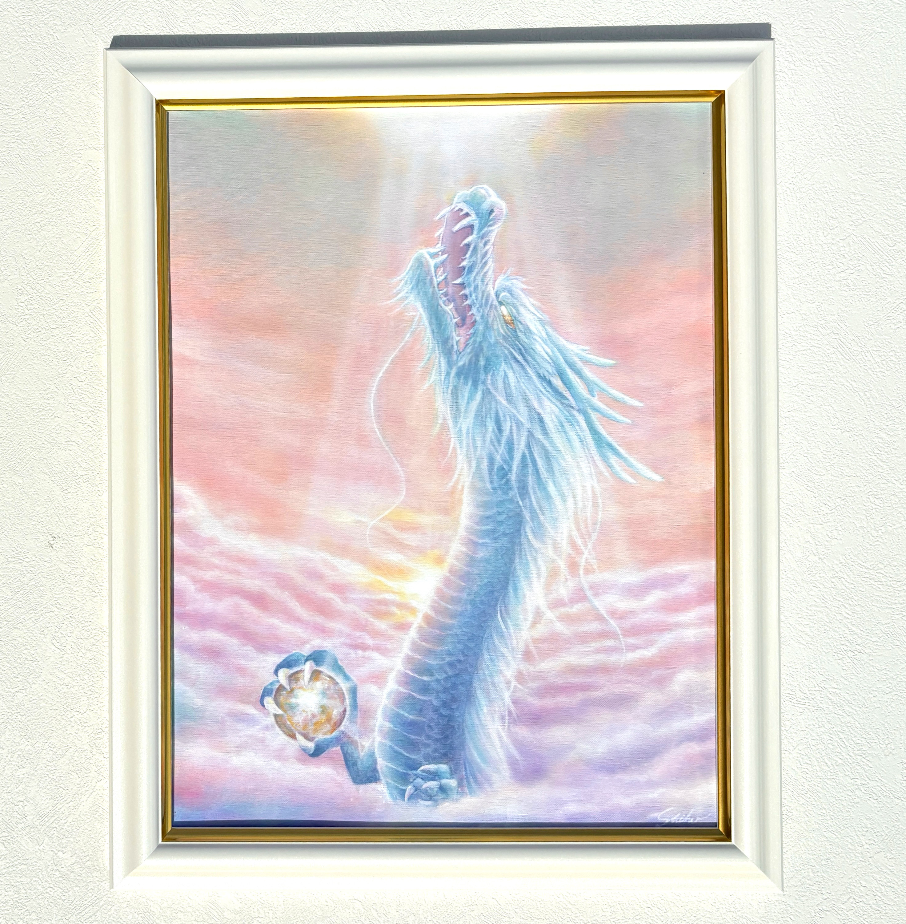 【送料無料】 龍の絵画　〈額付き〉 絵画