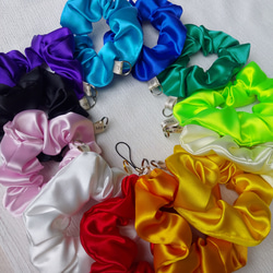メグえもん様 ピンク×紫 ハーフ シュシュ☆ビーズ ヘアゴム☆ハンドメイド メグえもん様 ピンク×紫 ハーフ シュシュ☆ビーズ ヘアゴム