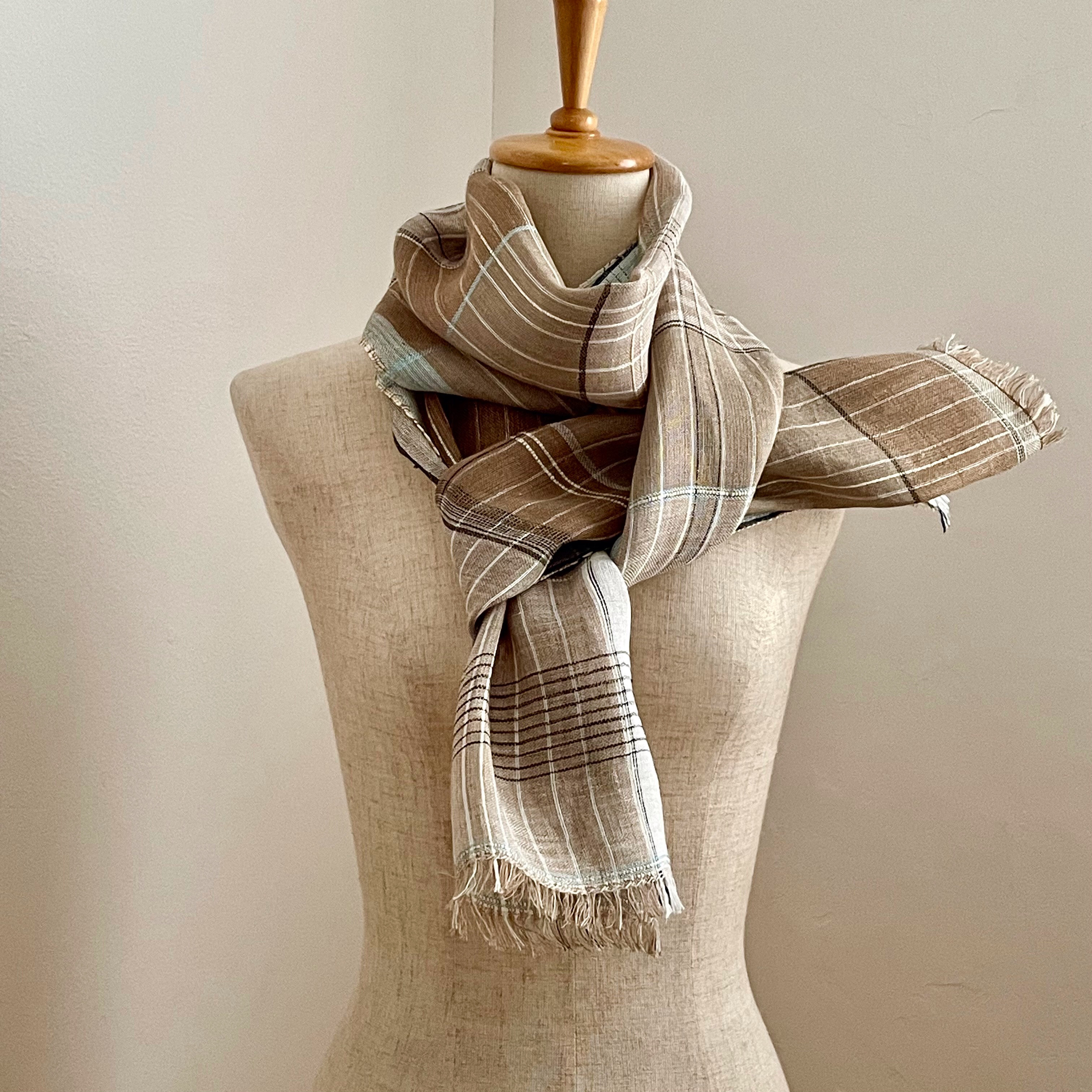 手織りリネンストール　　　　(343)