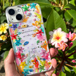 キラキラグリッターが流れる押し花スマホケース ☆iPhone 限定