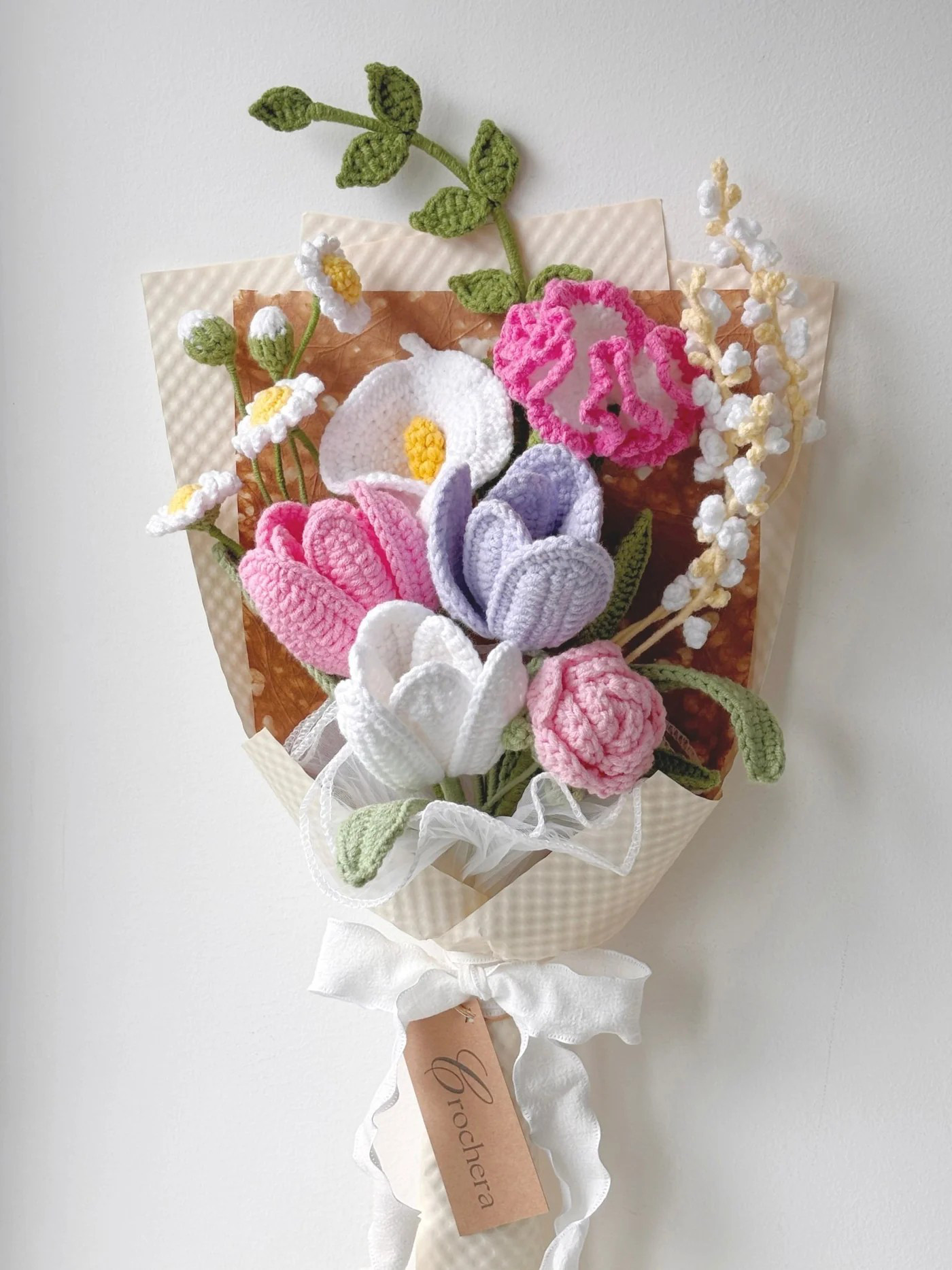 日本国内送料無料｜手編みチューリップ花束｜母の日・卒業・恋人ギフト・家居装飾に最適