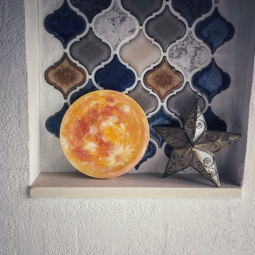 満月の絵】アクリル画 一点物 イラスト お月様 フルムーン 絵画 原画