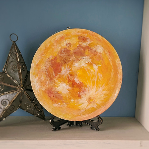 満月の絵】アクリル画 一点物 イラスト お月様 フルムーン 絵画 原画