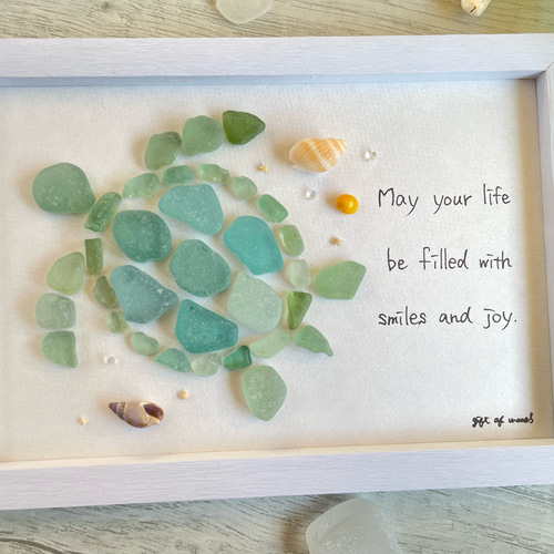 シーグラス ウミガメ シーグラスアート インテリア雑貨 置物 ガラス