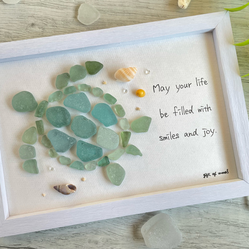 シーグラス ウミガメ シーグラスアート インテリア雑貨 置物 ガラス