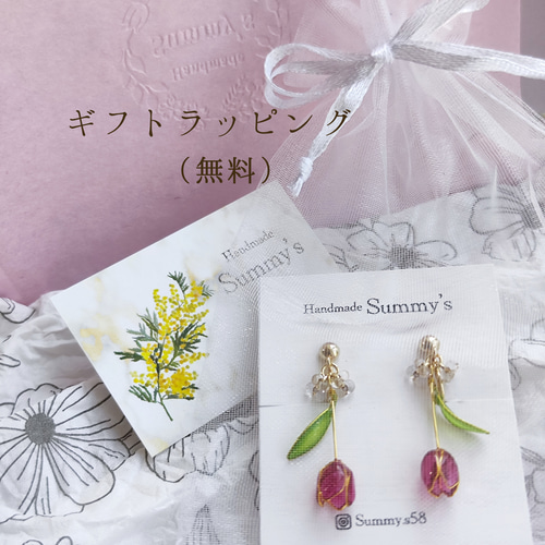 jasmine お花ピアス/ワイヤーアクセサリー（ホワイトジャスミン