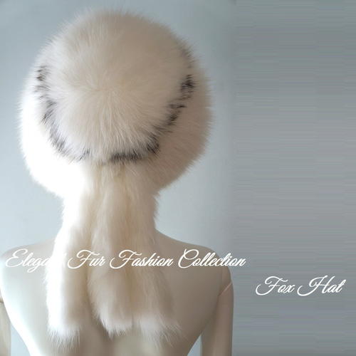 パリジェンヌのような優雅な帽子リアルフォックスファーハット白×黒新品