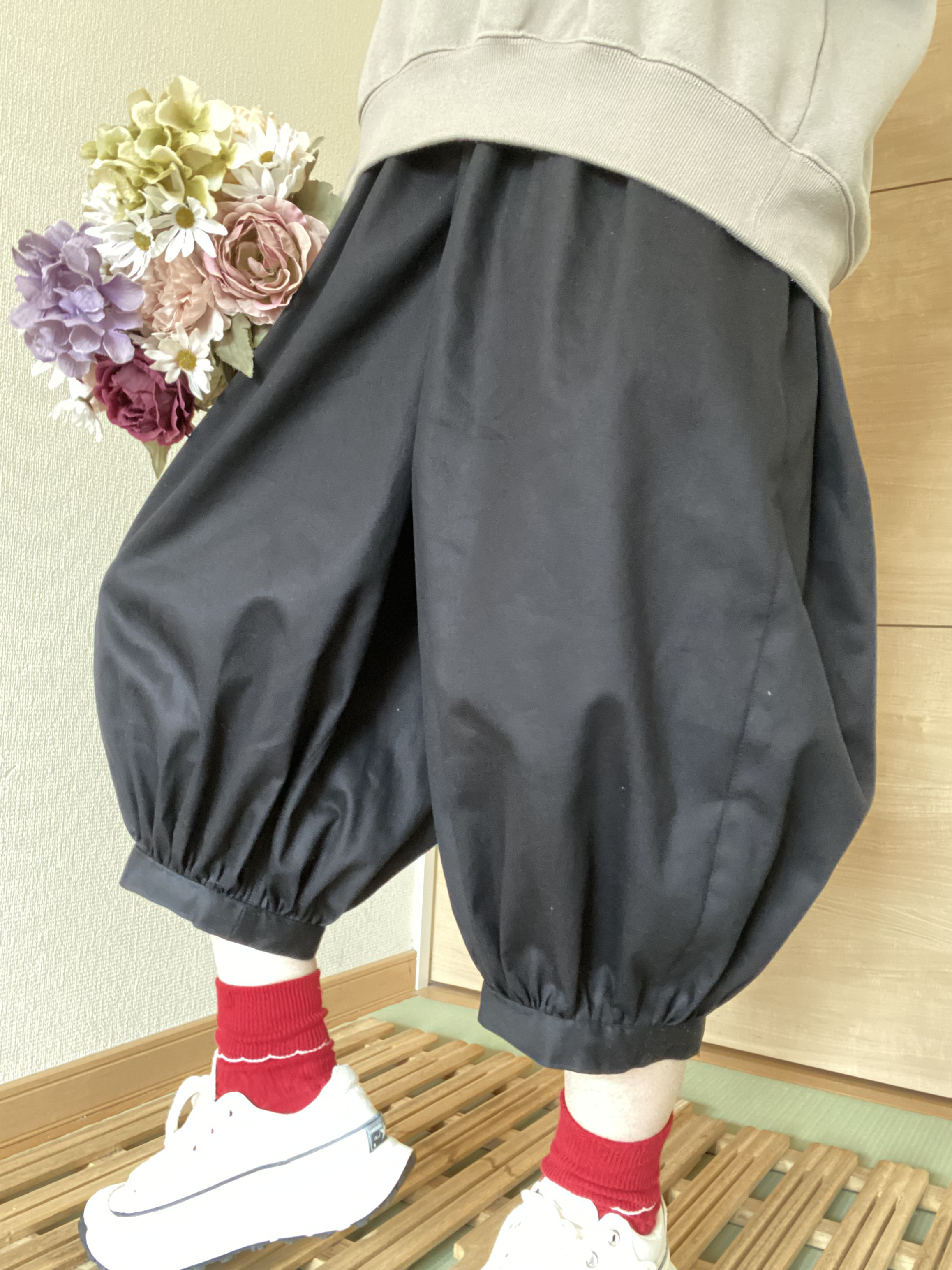 再販【ぽわん♡可愛い】ピエロパンツ☆バルーンパンツ♪ブラック