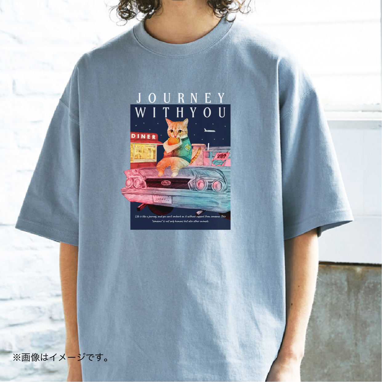 厚みのあるBIGシルエットTシャツ/「Journey with you Midnight drive.」