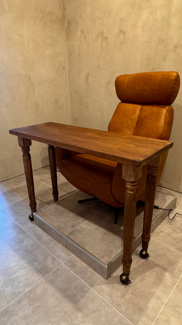 ろくろ足ひのき天板100cm奥行約55cm　ネイルデスク　ネイルテーブル　ダイニングテーブル　ネイリストデスク 4枚目の画像