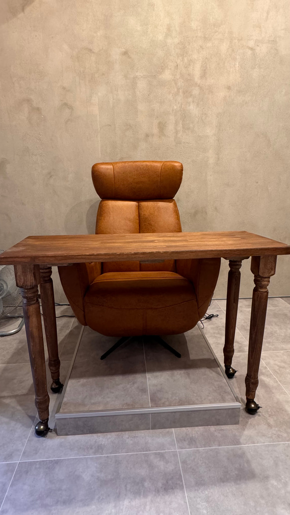 ろくろ足ひのき天板100cm奥行約55cm　ネイルデスク　ネイルテーブル　ダイニングテーブル　ネイリストデスク 1枚目の画像