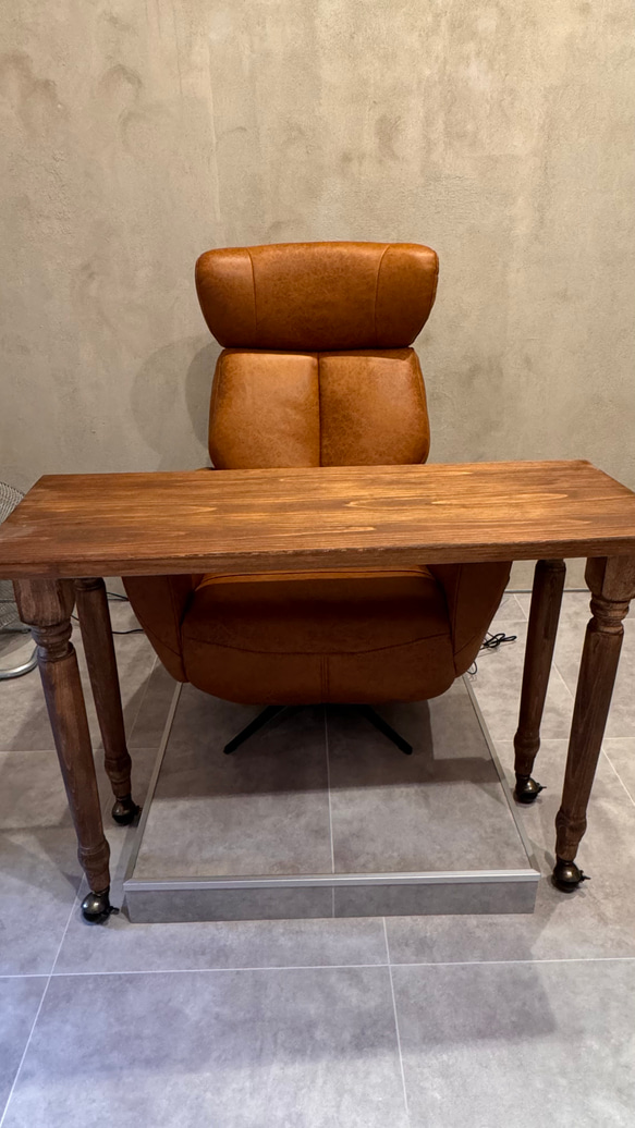 ろくろ足ひのき天板100cm奥行約55cm　ネイルデスク　ネイルテーブル　ダイニングテーブル　ネイリストデスク 2枚目の画像