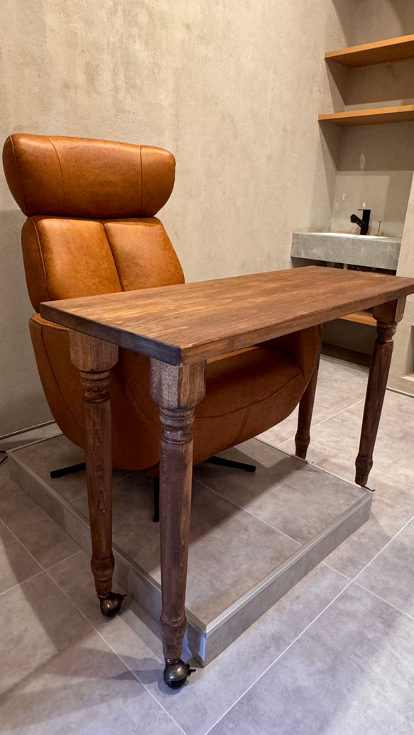 ろくろ足ひのき天板100cm奥行約55cm　ネイルデスク　ネイルテーブル　ダイニングテーブル　ネイリストデスク 6枚目の画像